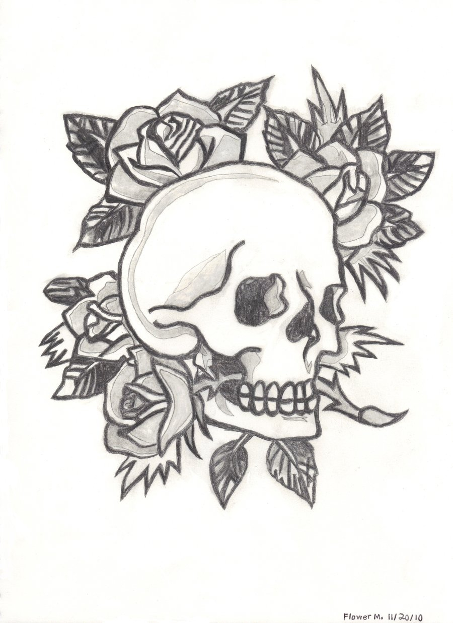 Skull Flower Drawing At Paintingvalley Com Explore Collection Of Skull Flower Drawing