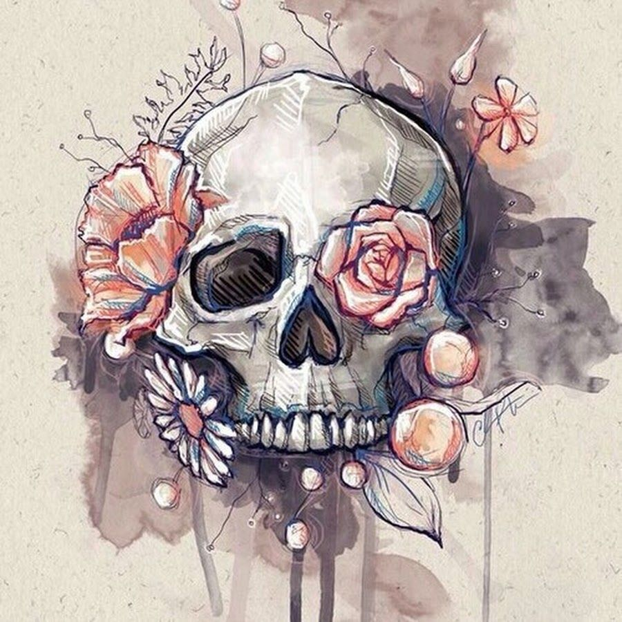 900x900 Skull Flower Drawing And Resultado De Imagem Para Skull And Flower - Skull Flower Drawing
