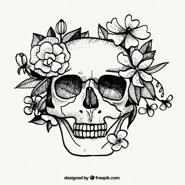 Skull Flower Drawing at PaintingValley.com | Explore collection of ...