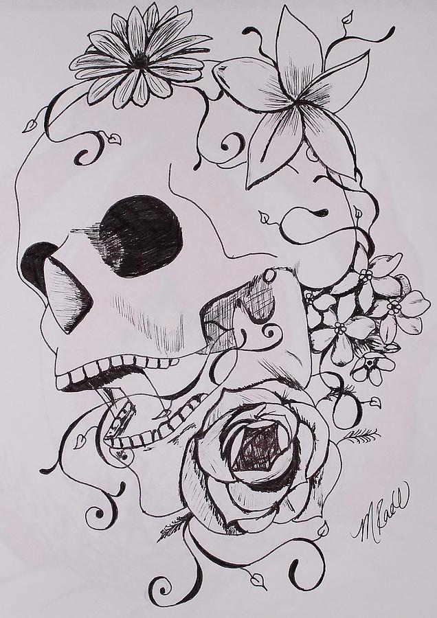 Skull Flower Drawing at PaintingValley.com | Explore collection of ...