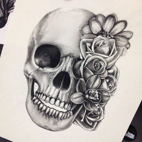 480x480 skull flowers via facebook on we heart it - Skull Flower Drawing
