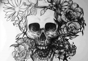 300x210 Rhavopixcom Royaltyfree Skull Flower Drawing Skull Flowers - Skull Flower Drawing
