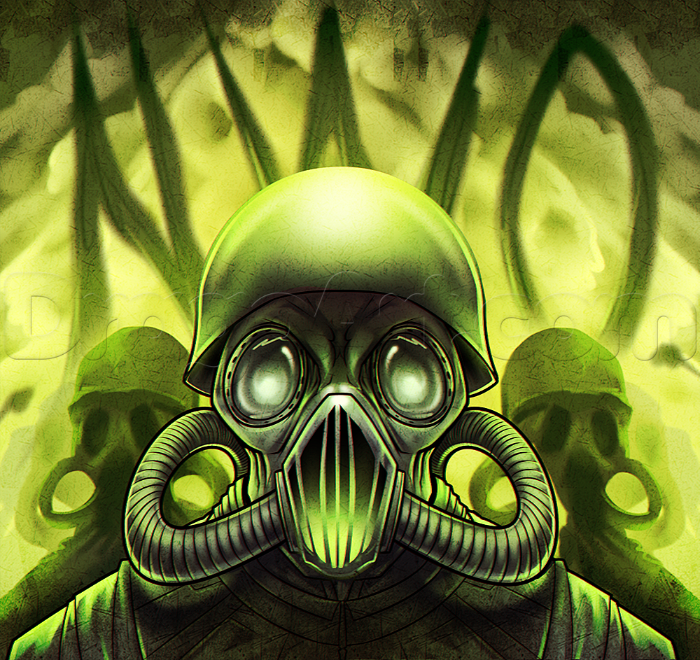 1000x943 nwo gas masks drawing lesson, step - Skull Gas Mask Drawing