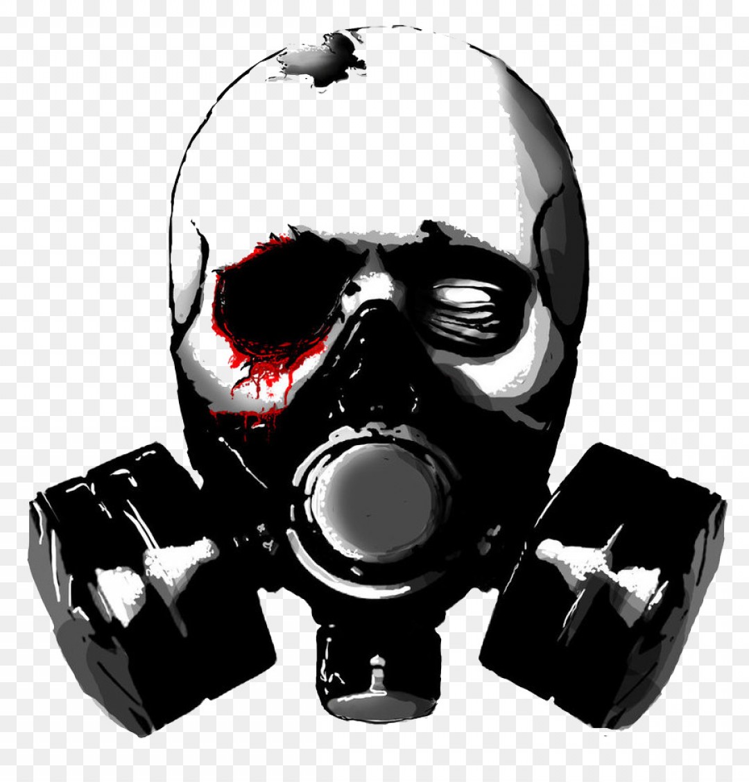 scary drawings skull gas mask