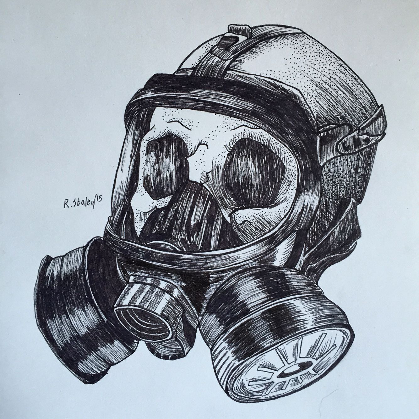 scary drawings skull gas mask