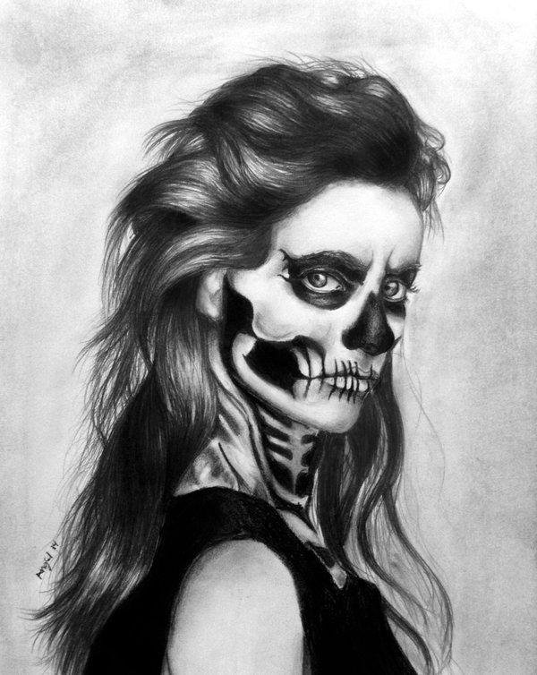Skull Girl Drawing