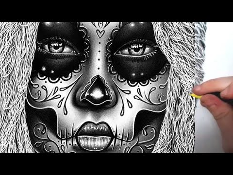 480x360 Pencil Drawing - Skull Girl Drawing