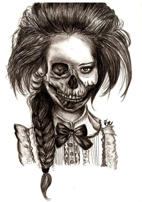 500x707 Skull Girl Shared - Skull Girl Drawing