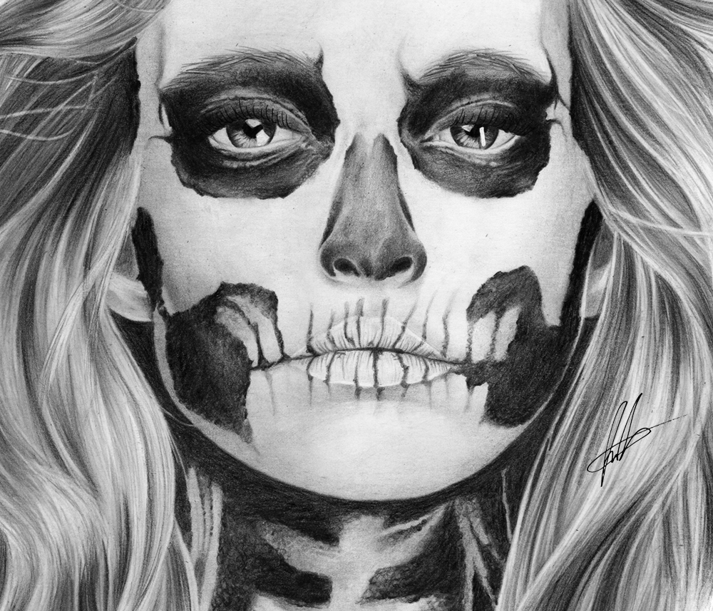 1000x857 skull girl laura eddy - Skull Girl Drawing