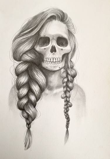 375x540 Skull Girl Drawing - Skull Girl Drawing