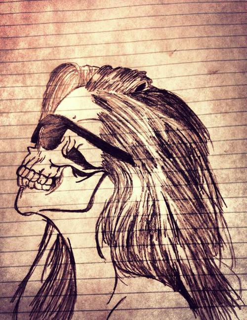 500x649 skull girl drawing via facebook on we heart it - Skull Girl Drawing