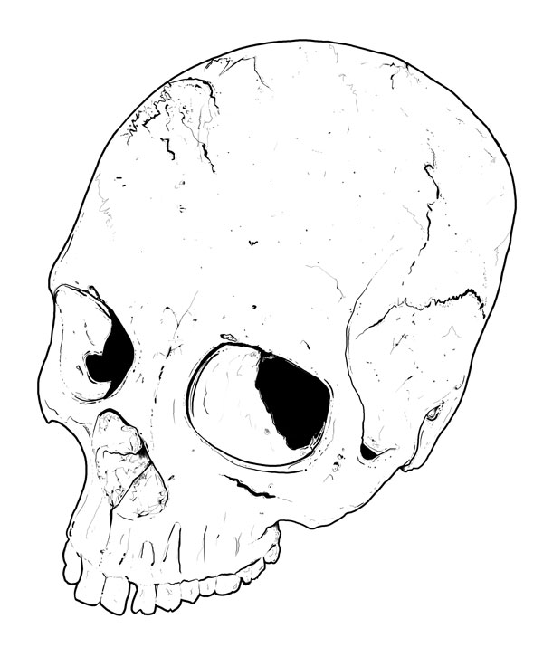 600x715 Drawn Skull Hand - Skull Hand Drawing
