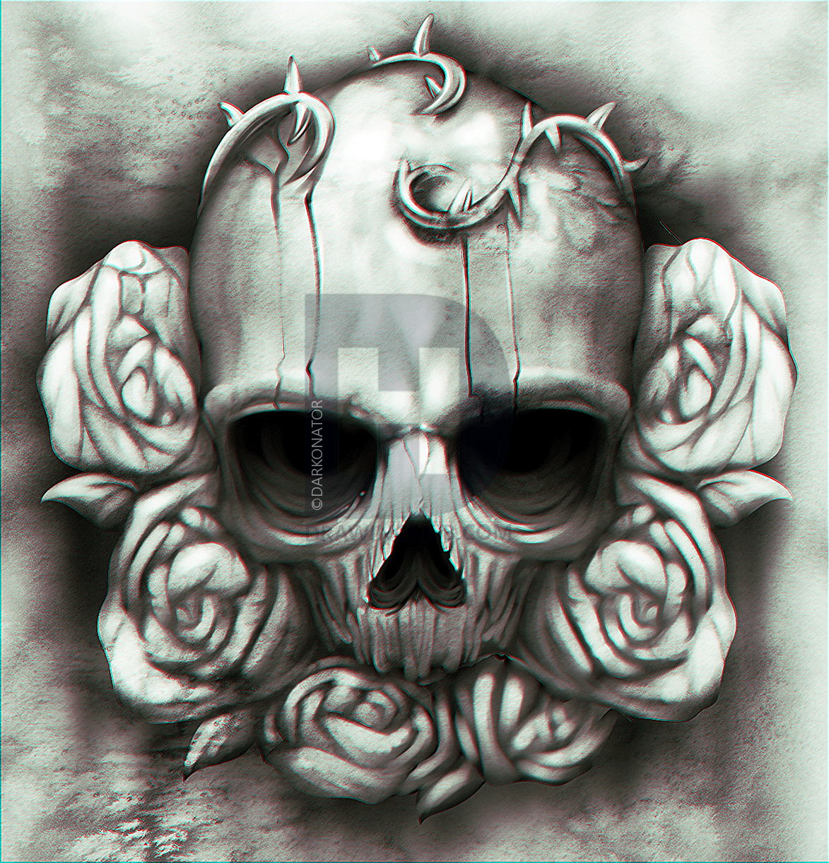 1173x1222 How To Draw A Skull And Roses Tattoo, Step - Skull Head Drawing