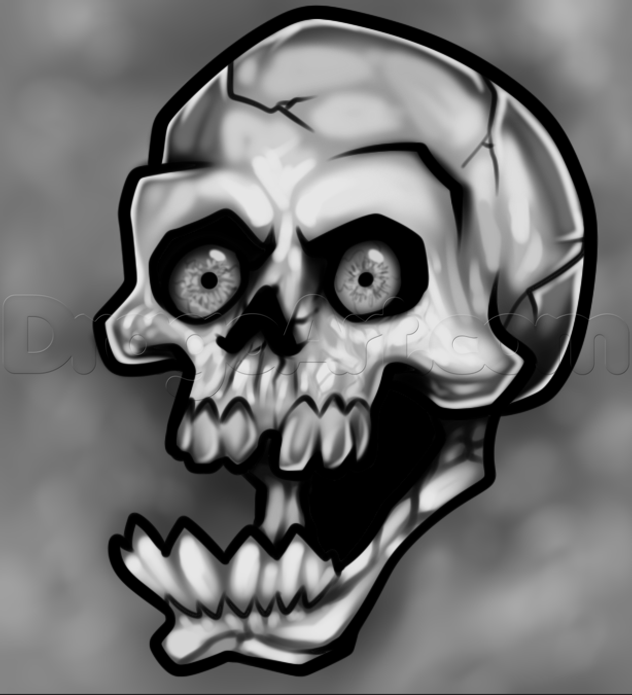 1228x1351 How To Draw A Skull Head, Step - Skull Head Drawing