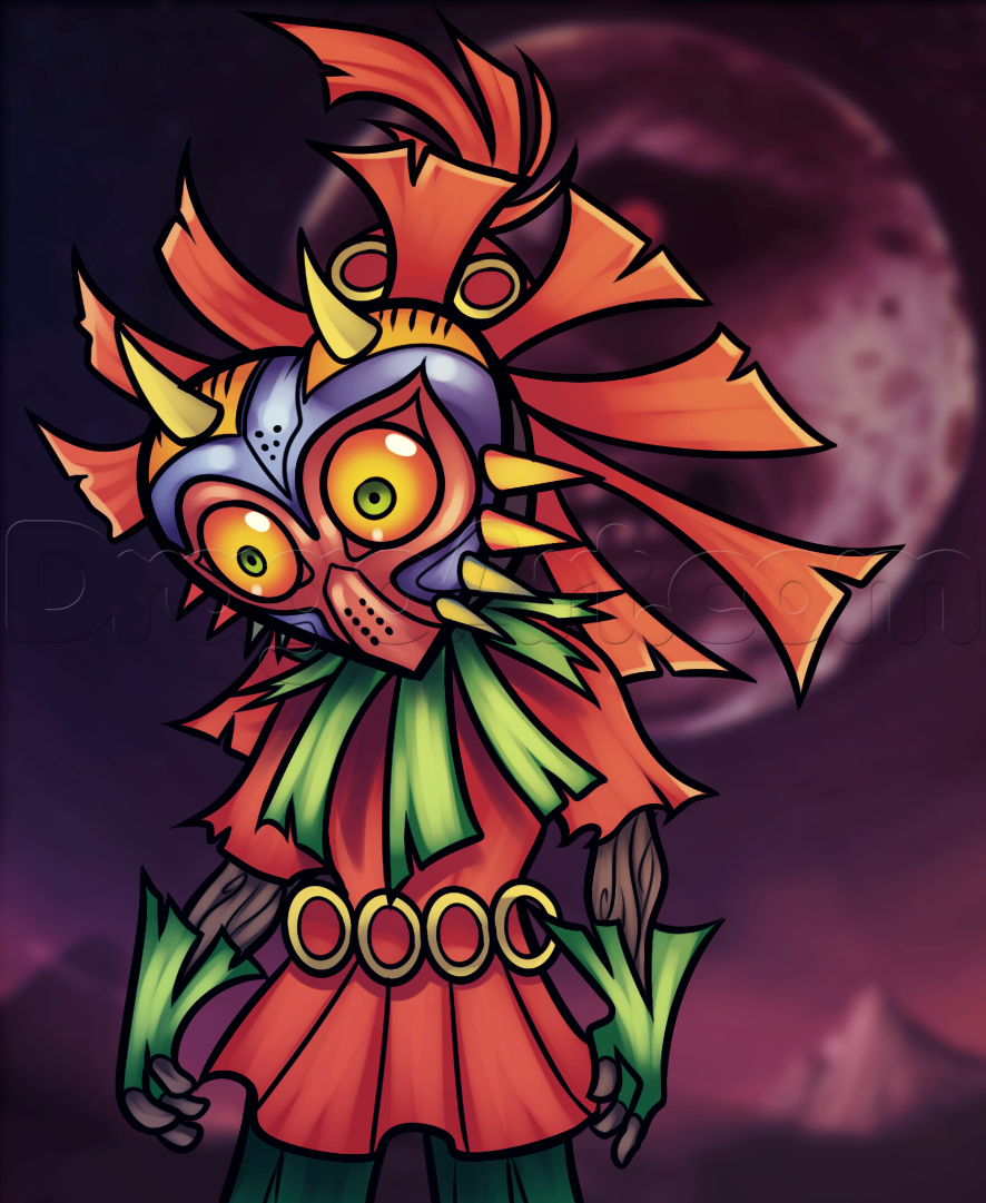 886x1081 how to draw skull kid, step - Skull Kid Drawing