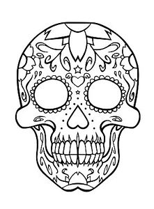 221x300 Sugar Skull - Skull Line Drawing