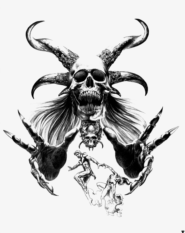 630x794 skull monster painted line drawing fig skull clipart, monster - Skull Line Drawing