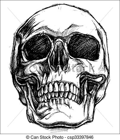 405x470 Skull Drawing Line Work Vector Skull Traditional Drawing Line - Skull Line Drawing
