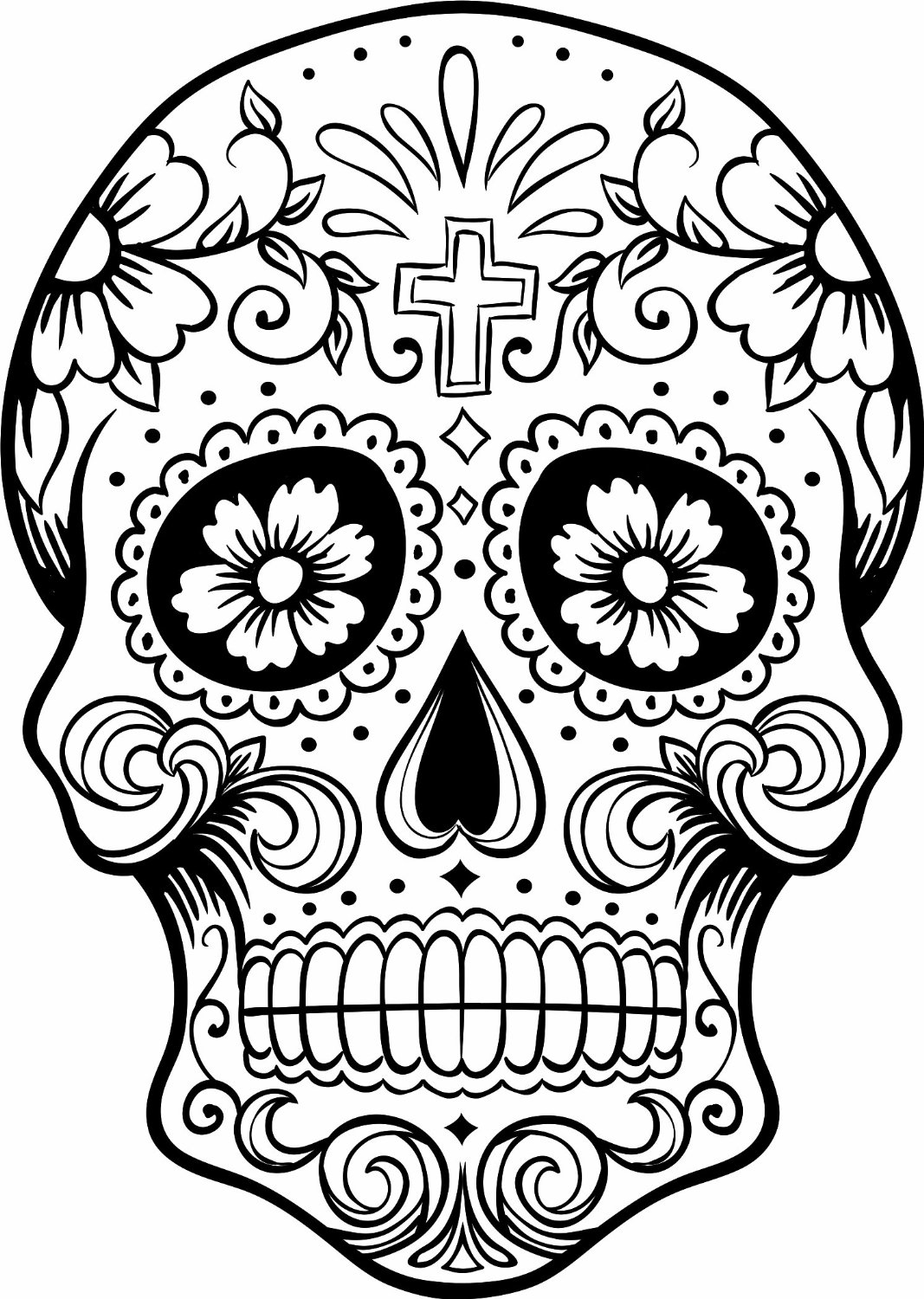 1067x1500 Drawn Sugar Skull Line Drawing - Skull Line Drawing