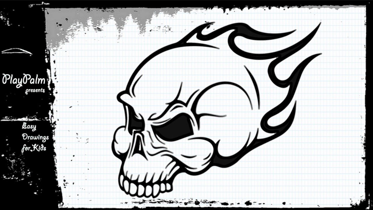 1280x720 Draw Skull On Fire - Skull On Fire Drawing