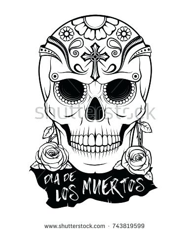 386x470 Dead Sugar Skull Cool Drawing Pictures Girl Tattoo Outline Stock - Skull Outline Drawing