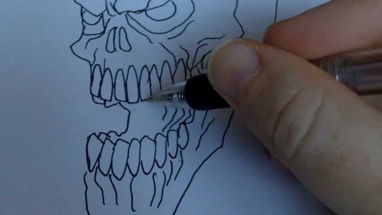 1280x720 How To Draw A Skull Outline - Skull Outline Drawing
