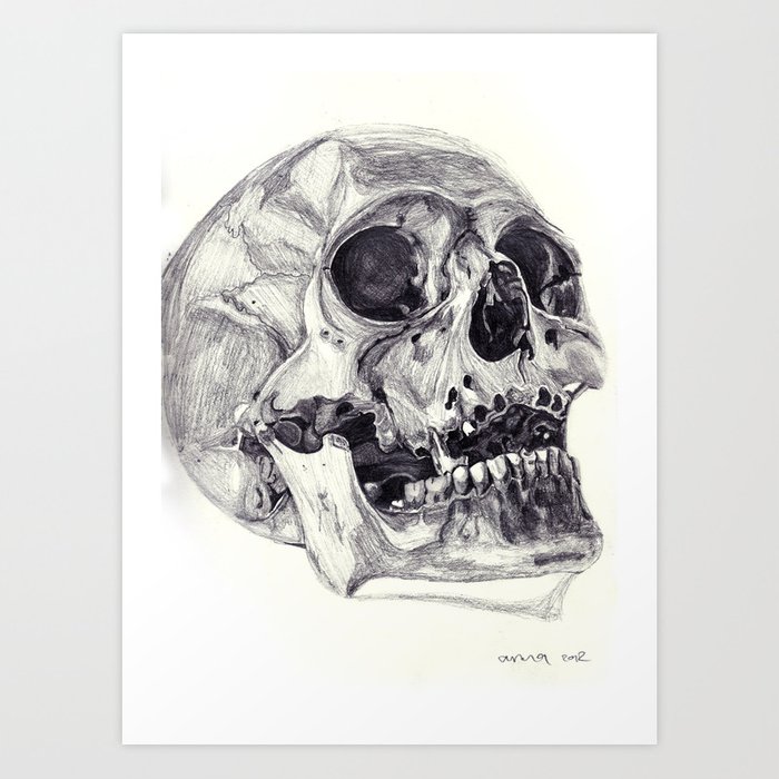 700x700 Skull Pencil Drawing Art Print - Skull Pencil Drawing