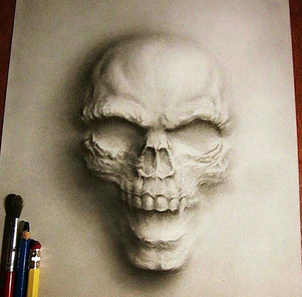 605x596 Skull, Pencil Drawing - Skull Pencil Drawing