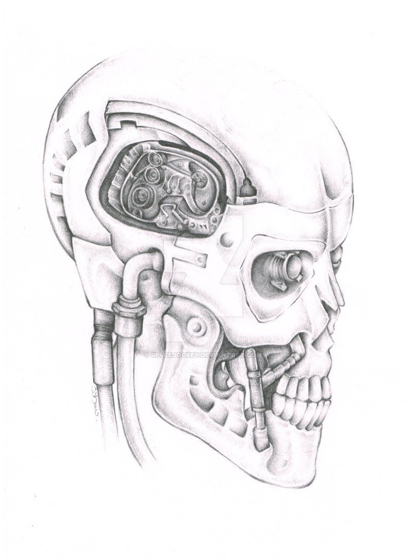 794x1089 Terminator Skull Pencil Drawing Signed High Quality Print Etsy - Skull Pencil Drawing