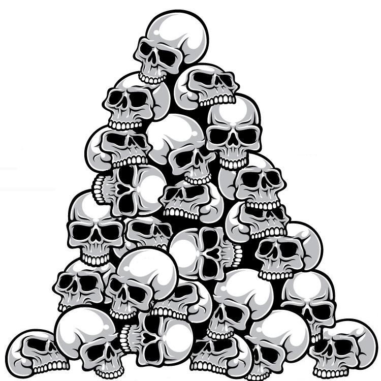 750x750 Fleshless Heads In Skull, Skull Art - Skull Pile Drawing