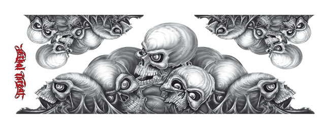 650x273 Sticker Lethal Threat Skull Pile X Cm - Skull Pile Drawing