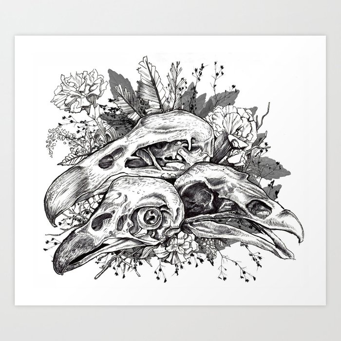 700x700 Skull Pile Art Print - Skull Pile Drawing