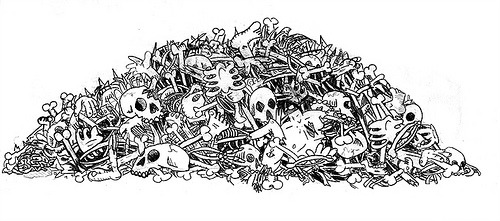 500x221 Skull Pile Drawing - Skull Pile Drawing