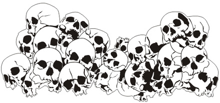 441x208 Skulls Airbrush Stencil - Skull Pile Drawing