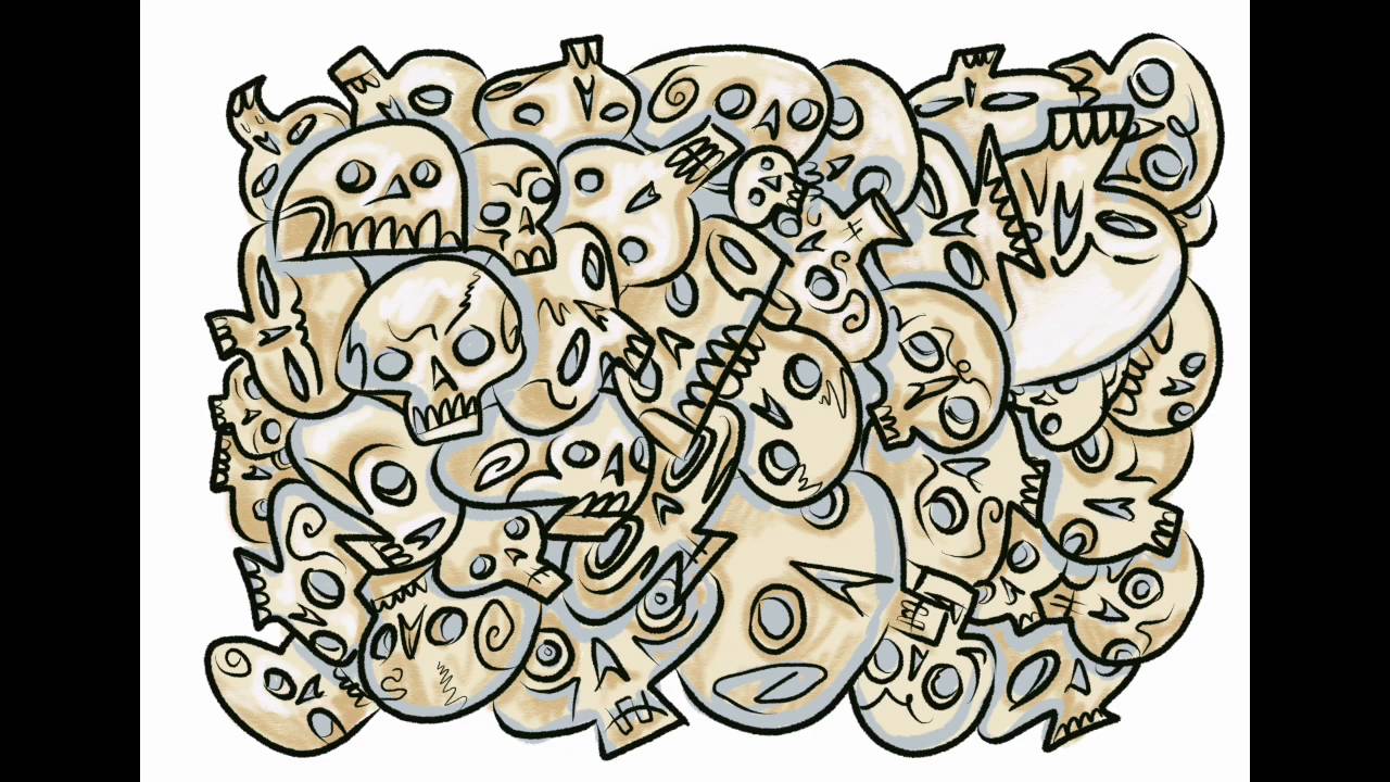 1280x720 procreate drawing skull pile - Skull Pile Drawing