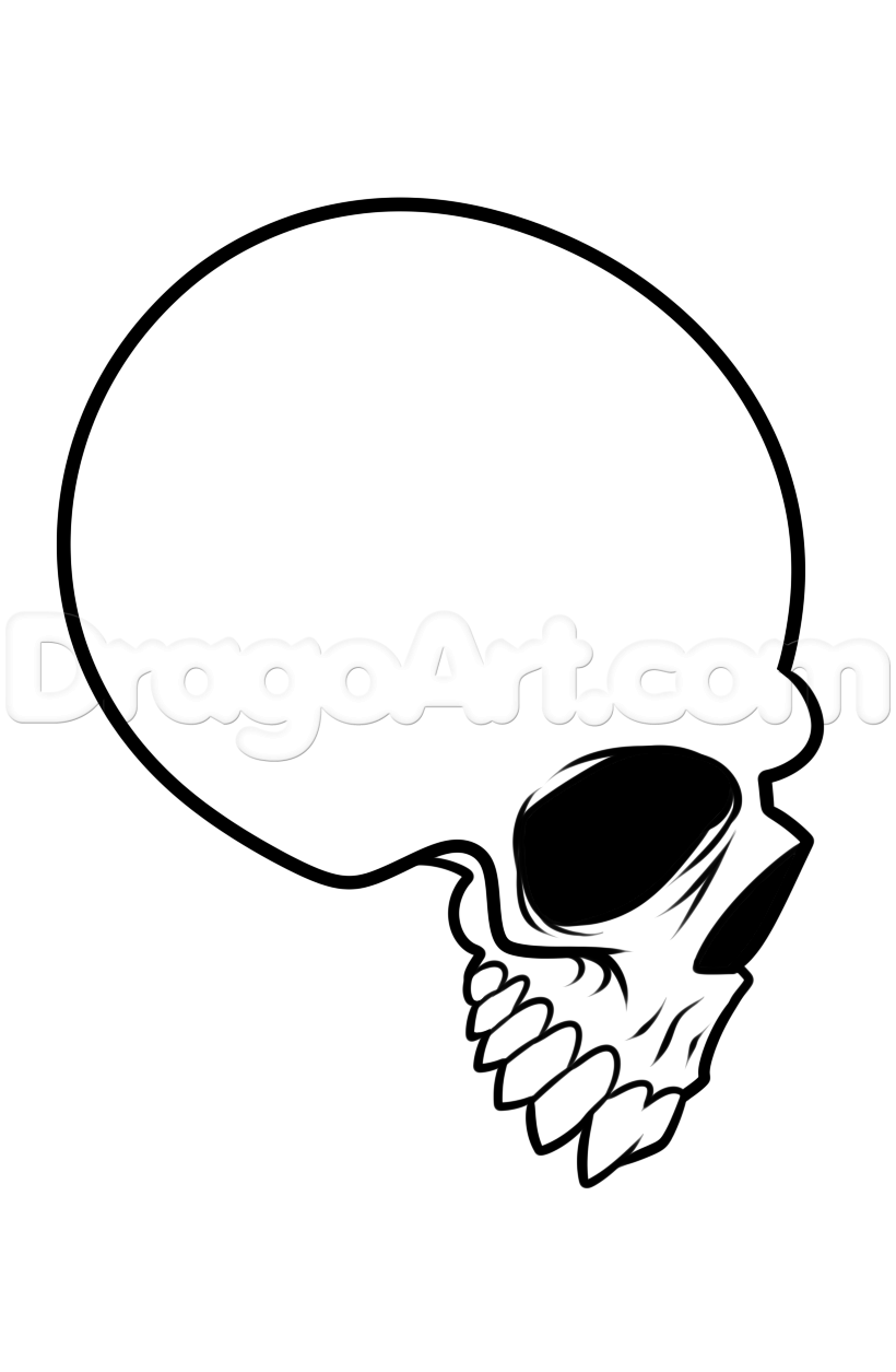820x1255 Step How To Draw A Skull Profile - Skull Profile Drawing