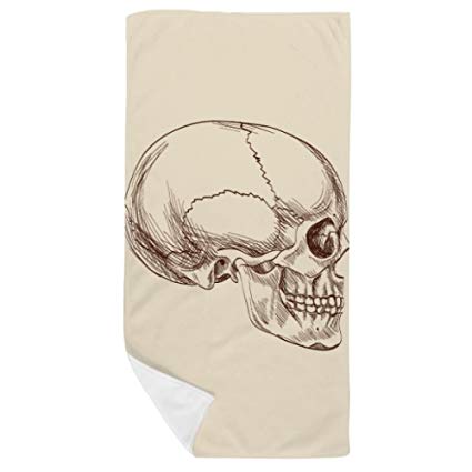 425x425 Diythinker Human Skull Profile Drawing Bath Towel Soft - Skull Profile Drawing