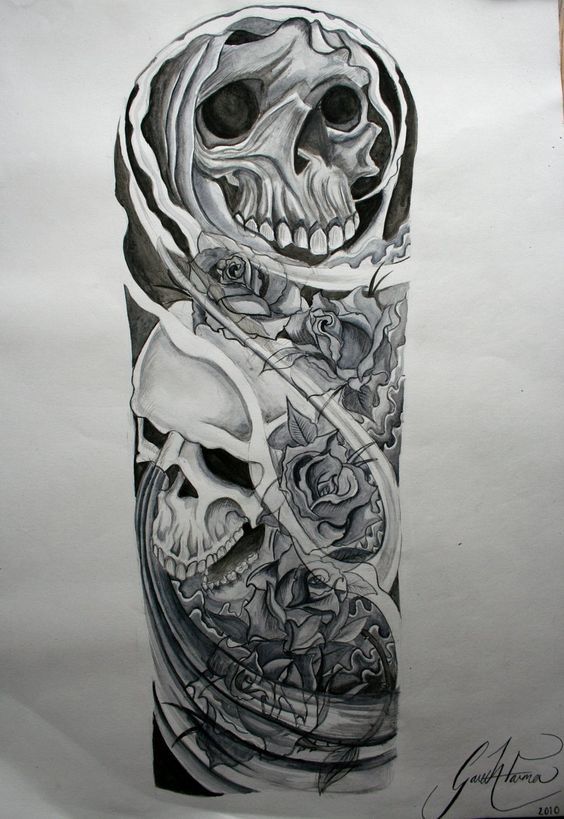 564x819 skull sleeve half sleeves sleeve skulls drawings half sleeve - Skull Sleeve Drawings