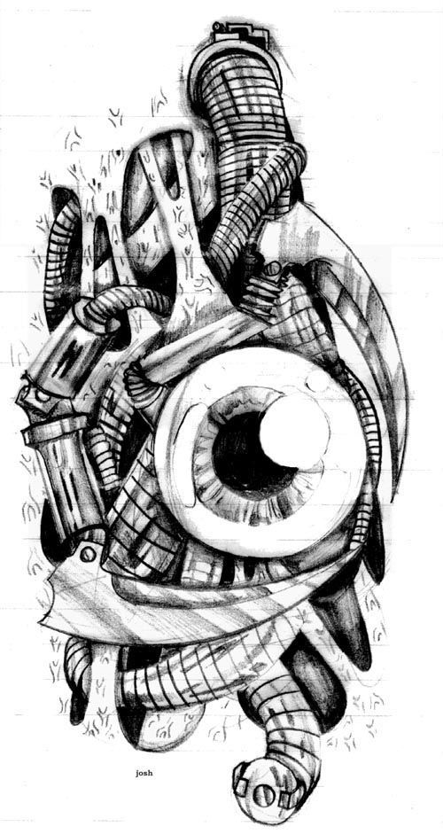 500x941 mechanical skull tattoos sleeve ideas drawings ideas and designs - Skull Sleeve Drawings