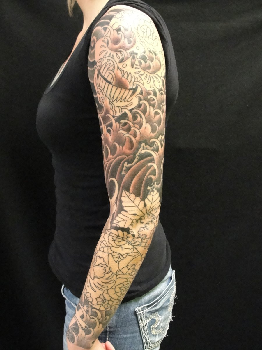 900x1200 heja detail skull sleeve tattoo drawings - Skull Sleeve Drawings
