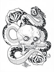 187x250 Skull And Snake Drawing - Skull Snake Drawing