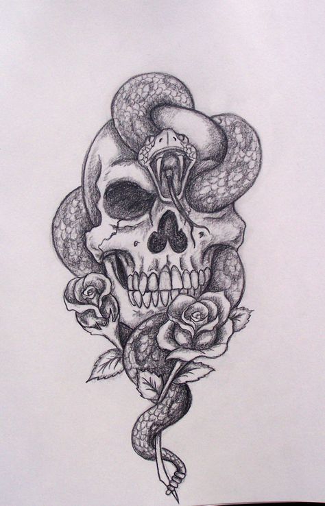 474x738 Snake Skull Drawing Cool Tattoo Idea Tattoos Skull Tattoo - Skull Snake Drawing