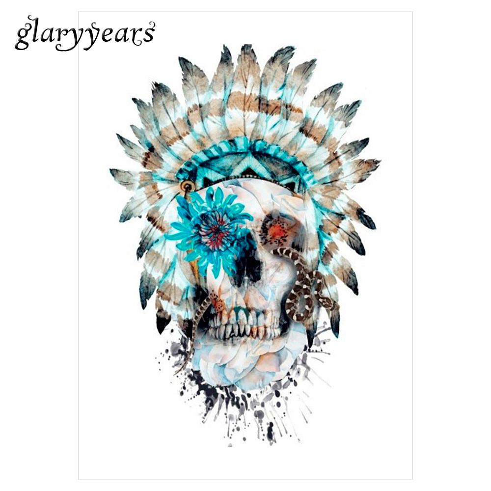 1000x1000 Wholesale Waterproof Body Art Tattoo Sticker Km Tribe Indian - Skull Snake Drawing