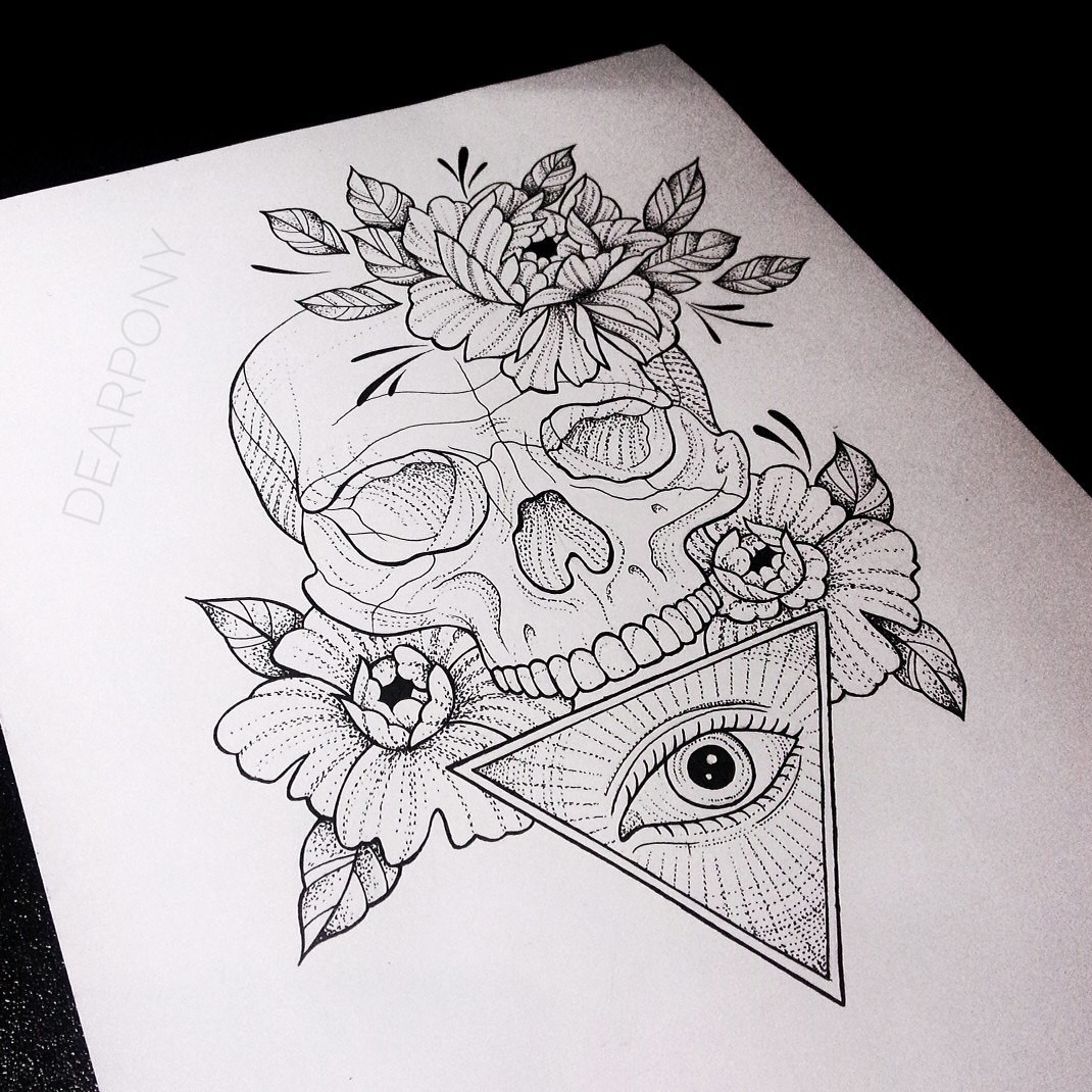 1070x1070 Artstation - Skull Tattoo Drawings