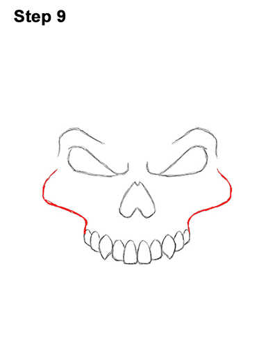 386x500 How To Draw A Skull For Halloween - Skull Teeth Drawing