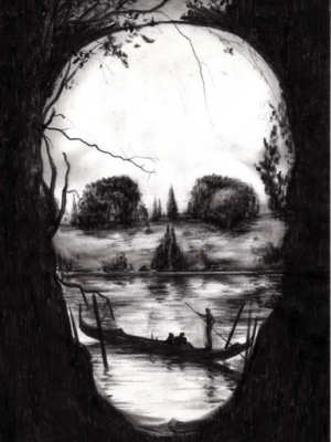 300x400 skull drawing scary website - Skull Tree Drawing