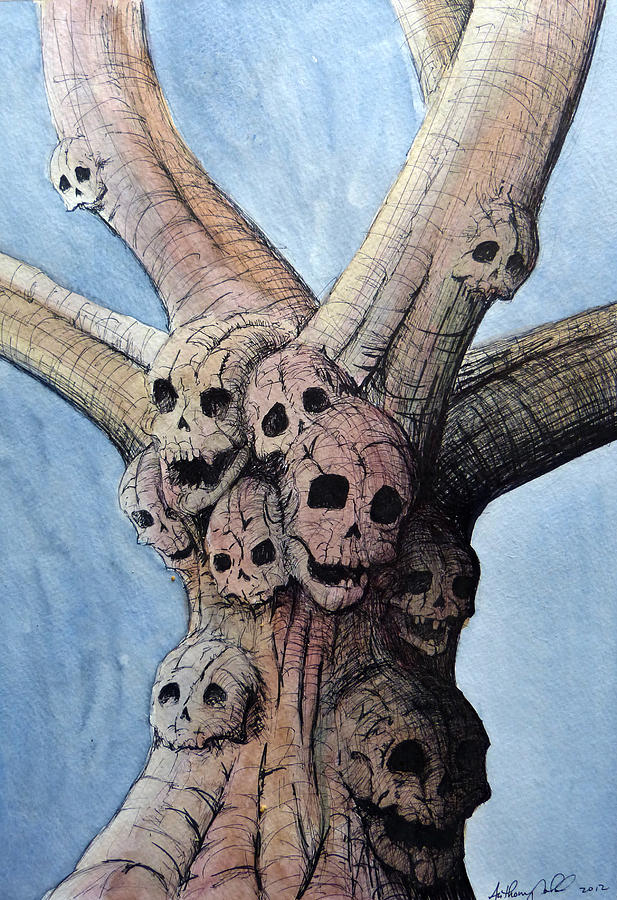 617x900 Skull Tree Painting - Skull Tree Drawing
