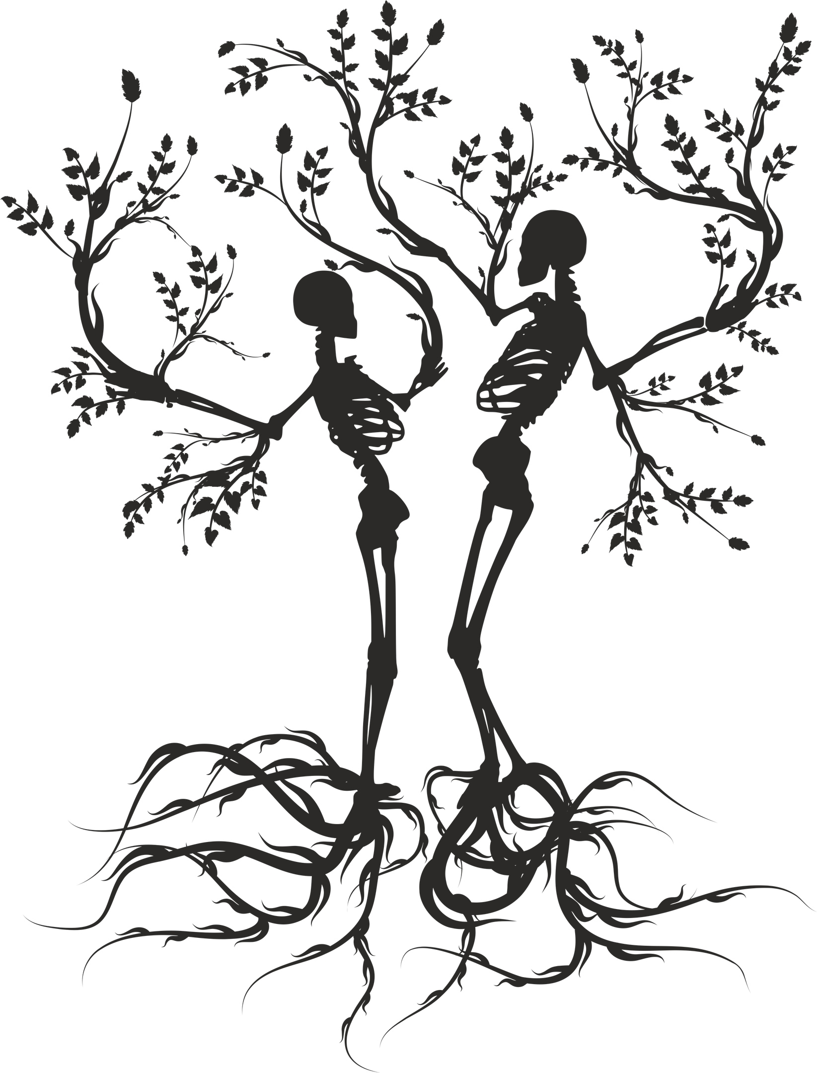 1645x2160 skull tree vector free vector cdr download - Skull Tree Drawing