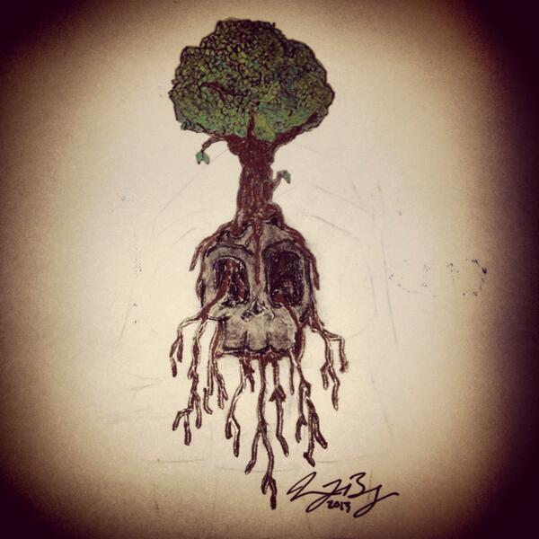 600x600 Nickydooodles On Twitter - Skull Tree Drawing