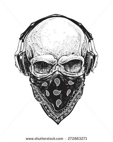 373x470 Tattooss Skull Tattoos - Skull With Bandana Drawing